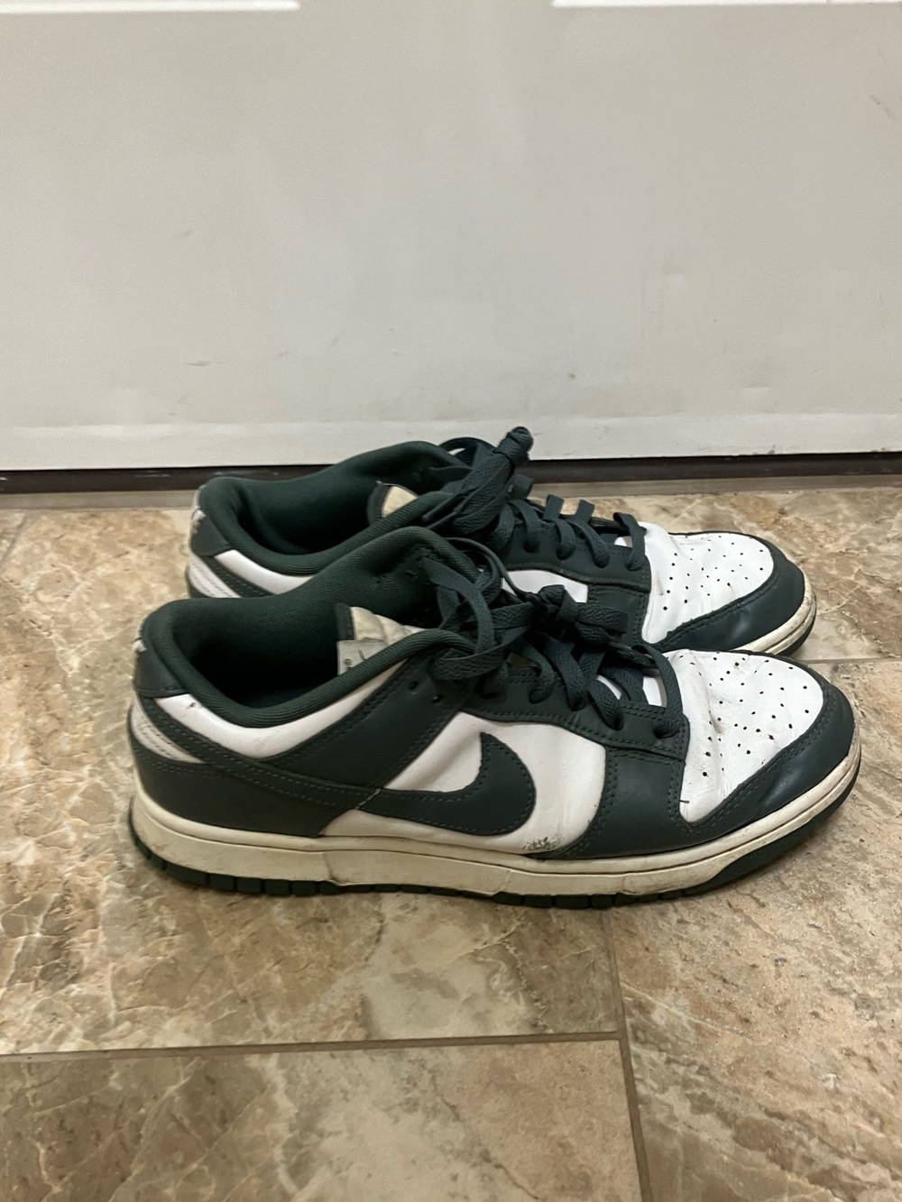 Nike Dunk Low Retro Shoes Mens 10.5 Green White Leather Michigan State DD1391